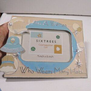 MANY HATS Heavy Metal Sixtrees Enamel on Pewter Picture Frame Woman